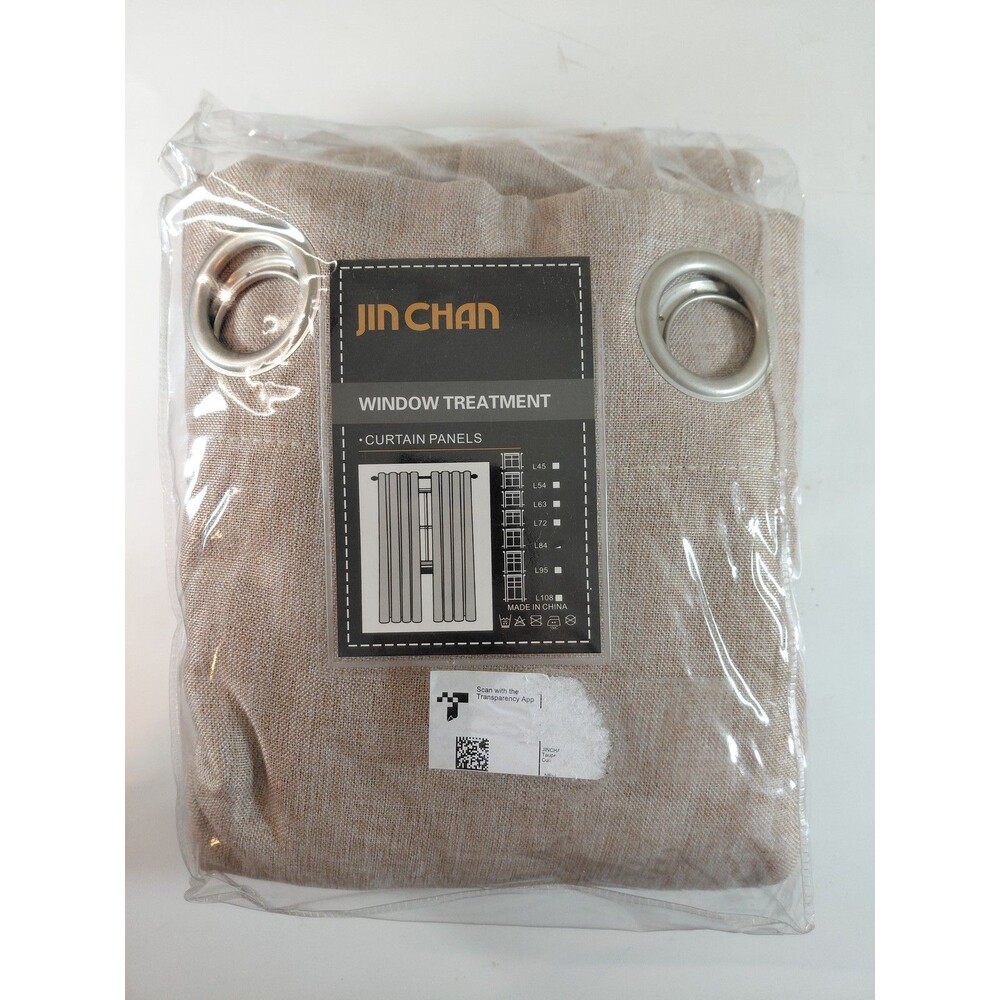 JIN CHAN Beige Tan 84"Grommet Curtain Panels Window Treatment Room Darkening